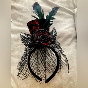 Mini Red and Black Top Hat with headband
